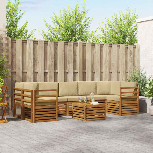 vidaXL Utomhussoffset 8 pcs Naturlig och Beige Massivt Akaciaträ