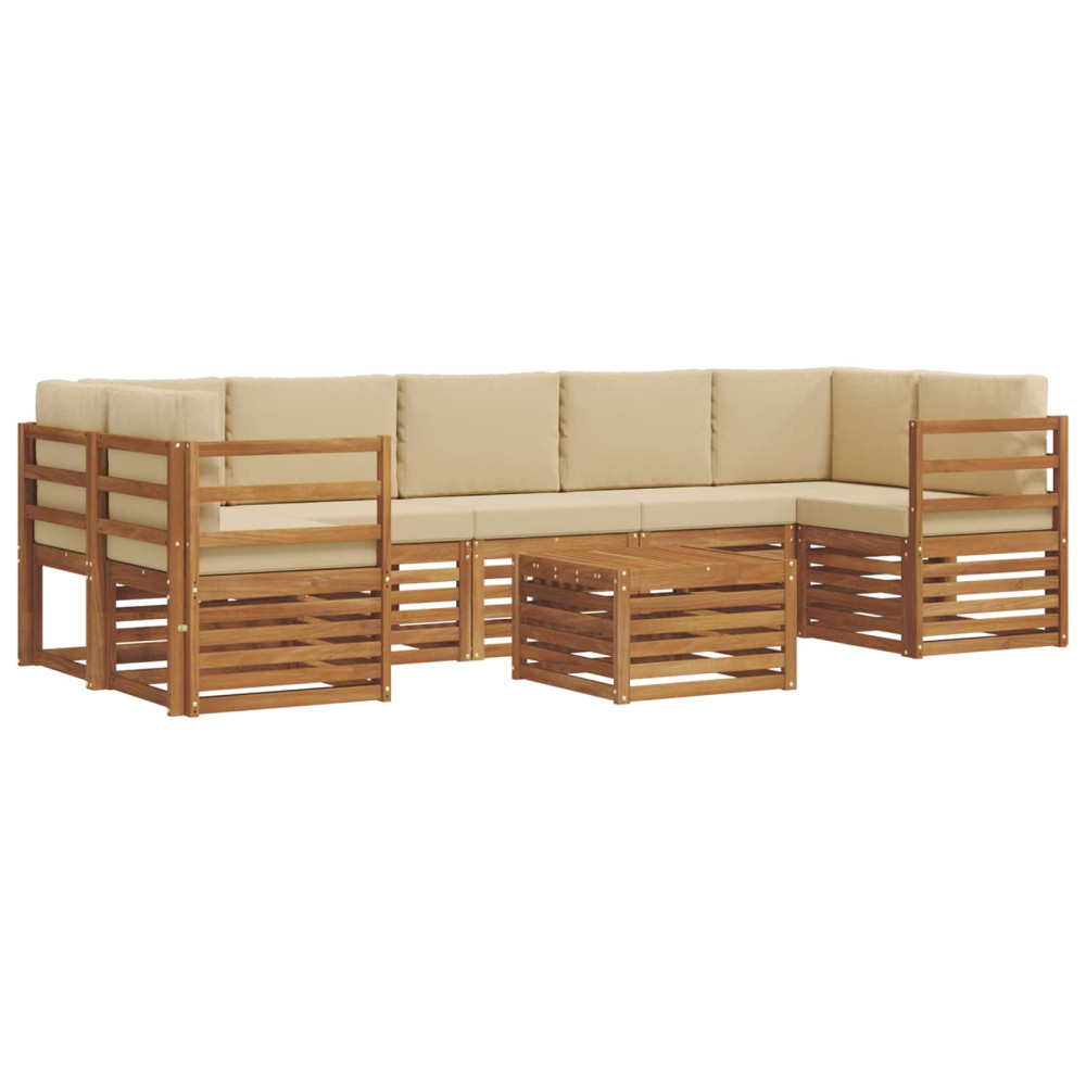 Produktbild för Utomhussoffset 8 pcs Naturlig och Beige Massivt Akaciaträ