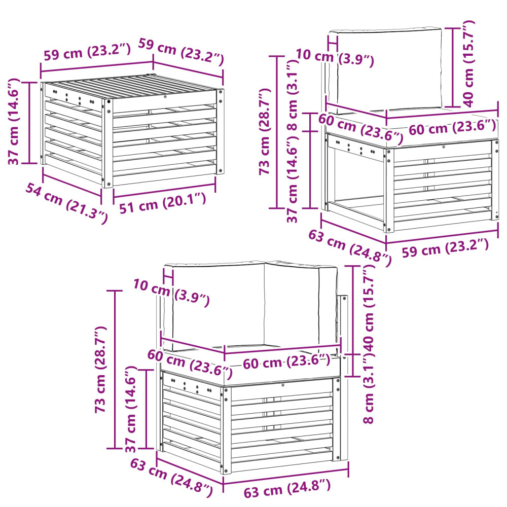 Produktbild för Utomhussoffset 8 pcs Naturlig och Beige Massivt Akaciaträ
