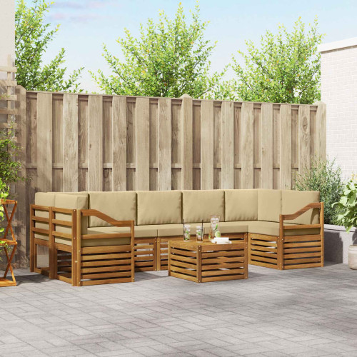 vidaXL Utomhussoffset 8 pcs Naturlig och Beige Massivt Akaciaträ