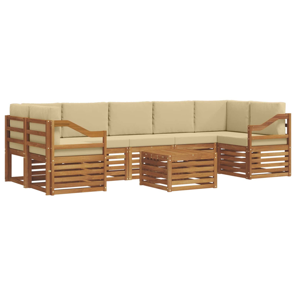 Produktbild för Utomhussoffset 8 pcs Naturlig och Beige Massivt Akaciaträ