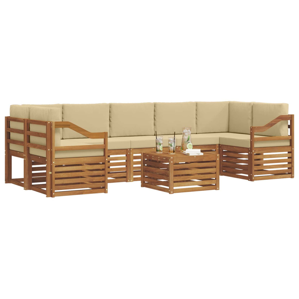 Produktbild för Utomhussoffset 8 pcs Naturlig och Beige Massivt Akaciaträ