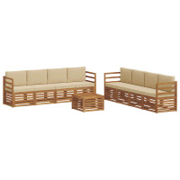 Produktbild för Soffgrupper 9 pcs Naturlig och Beige Massivt Akaciaträ