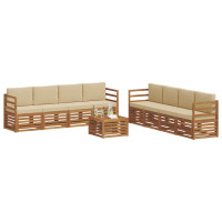 Produktbild för Soffgrupper 9 pcs Naturlig och Beige Massivt Akaciaträ