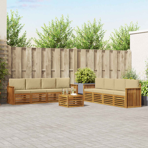 vidaXL Soffgrupper 9 pcs Naturlig och Beige Massivt Akaciaträ