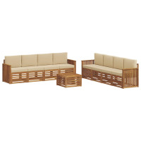 Produktbild för Soffgrupper 9 pcs Naturlig och Beige Massivt Akaciaträ