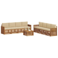Produktbild för Soffgrupper 9 pcs Naturlig och Beige Massivt Akaciaträ