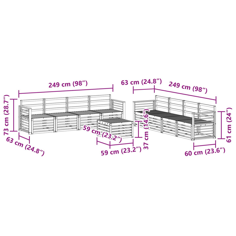 Produktbild för Soffgrupper 9 pcs Naturfärg Massivt Akaciaträ