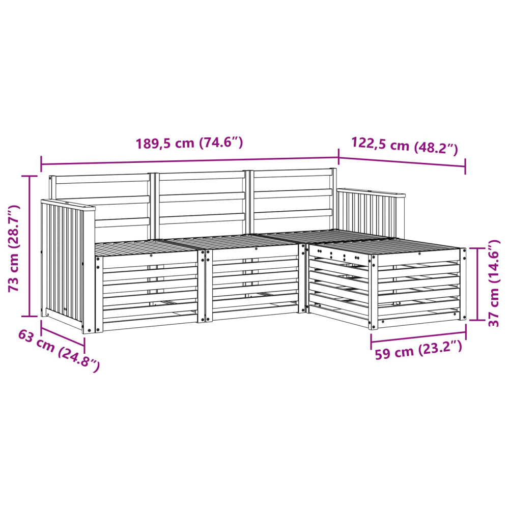 Produktbild för Utomhussoffset 4 pcs Naturfärg
