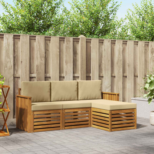 vidaXL Utomhussoffset med kudde 4 pcs Naturlig och Beige