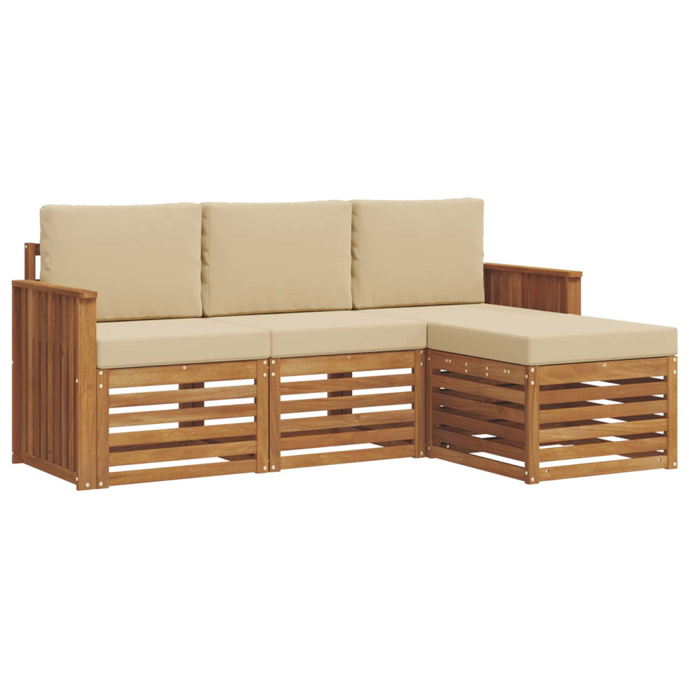 Produktbild för Utomhussoffset med kudde 4 pcs Naturlig och Beige