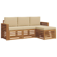 Produktbild för Utomhussoffset med kudde 4 pcs Naturlig och Beige