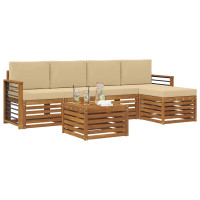 Produktbild för Utomhussoffset med kudde 6 pcs Naturlig och Beige