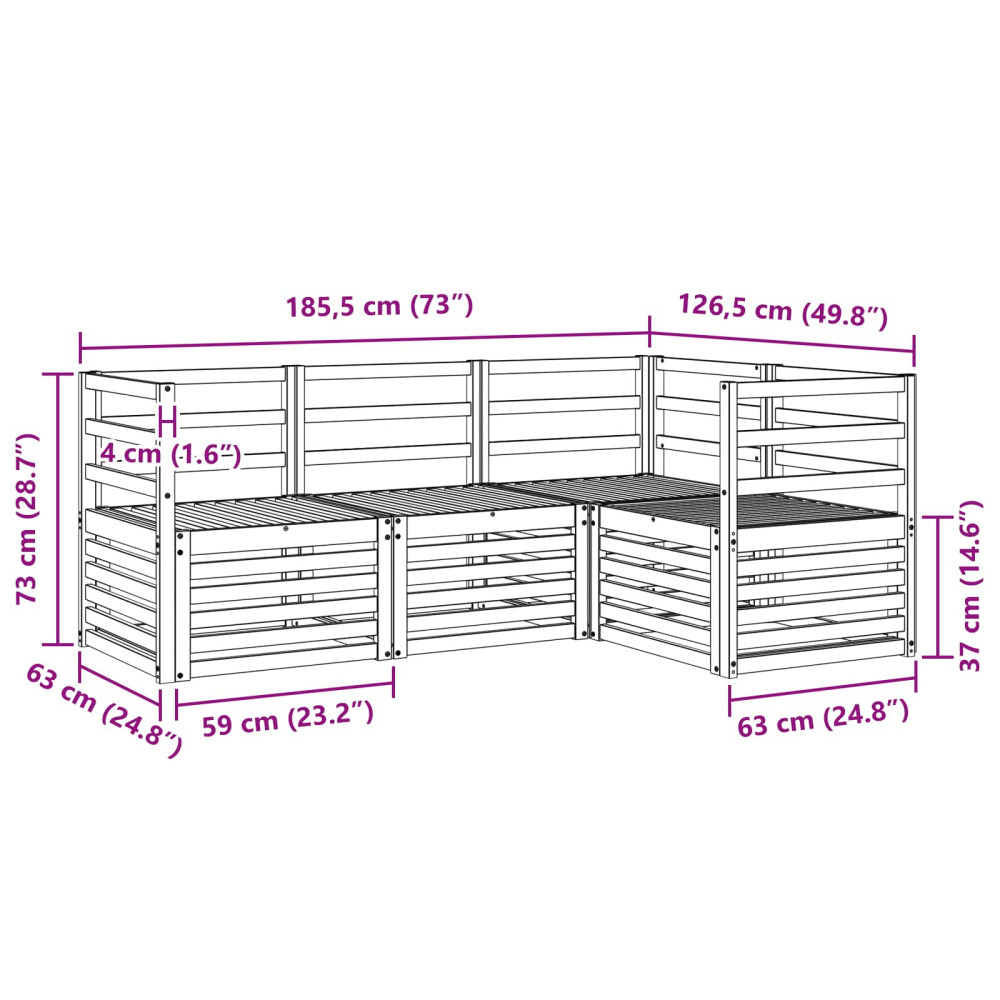 Produktbild för Soffgrupper 4 pcs Naturfärg Massivt Akaciaträ