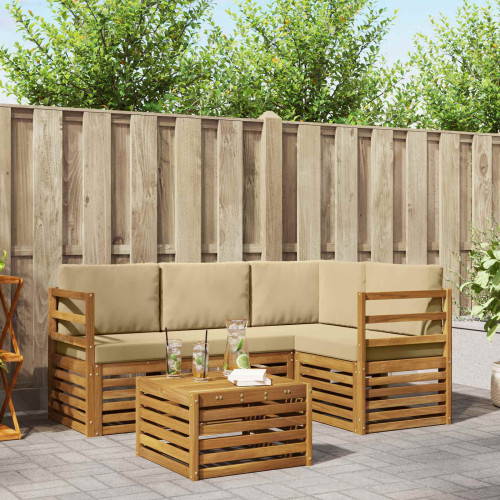 vidaXL Utomhussoffset med kudde 5 pcs Naturlig och Beige
