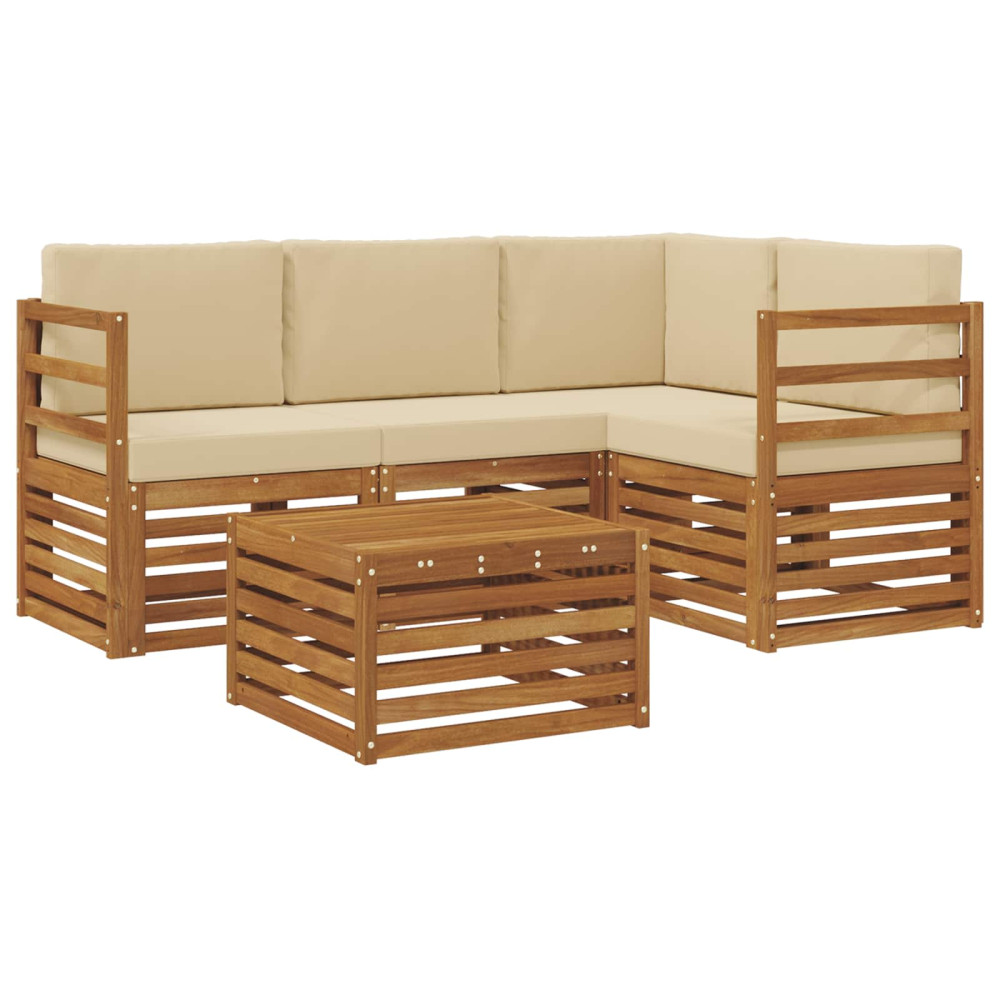 Produktbild för Utomhussoffset med kudde 5 pcs Naturlig och Beige