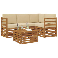 Produktbild för Utomhussoffset med kudde 5 pcs Naturlig och Beige