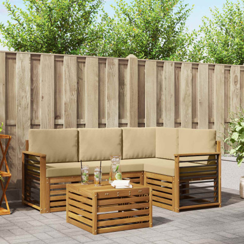 vidaXL Utomhussoffset med kudde 5 pcs Naturlig och Beige