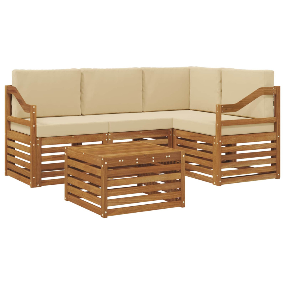 Produktbild för Utomhussoffset med kudde 5 pcs Naturlig och Beige
