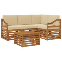Produktbild för Utomhussoffset med kudde 5 pcs Naturlig och Beige