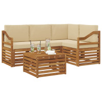 Produktbild för Utomhussoffset med kudde 5 pcs Naturlig och Beige
