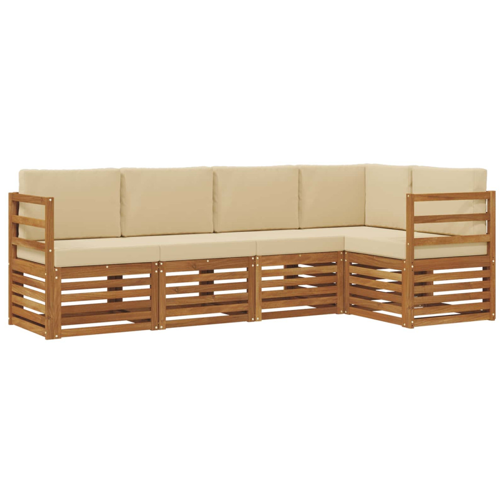 Produktbild för Sektionsoffgrupp 5 pcs Naturlig och Beige Massivt Akaciaträ
