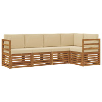 Produktbild för Sektionsoffgrupp 5 pcs Naturlig och Beige Massivt Akaciaträ