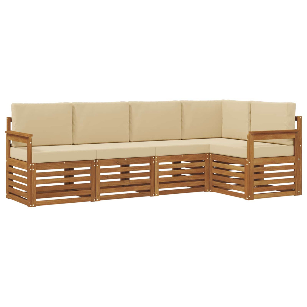Produktbild för Sektionsoffgrupp 5 pcs Naturlig och Beige Massivt Akaciaträ