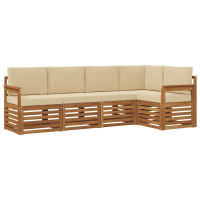 Produktbild för Sektionsoffgrupp 5 pcs Naturlig och Beige Massivt Akaciaträ