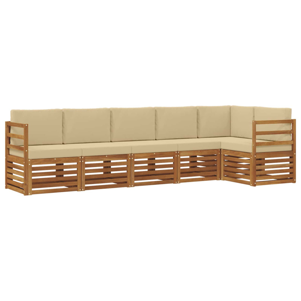 Produktbild för Sektionsoffgrupp 6 pcs Naturlig och Beige Massivt Akaciaträ