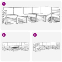 Produktbild för Sektionsoffgrupp 6 pcs Naturlig och Beige Massivt Akaciaträ