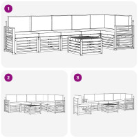 Produktbild för Sektionsoffgrupp 7 pcs Naturlig och Beige Massivt Akaciaträ