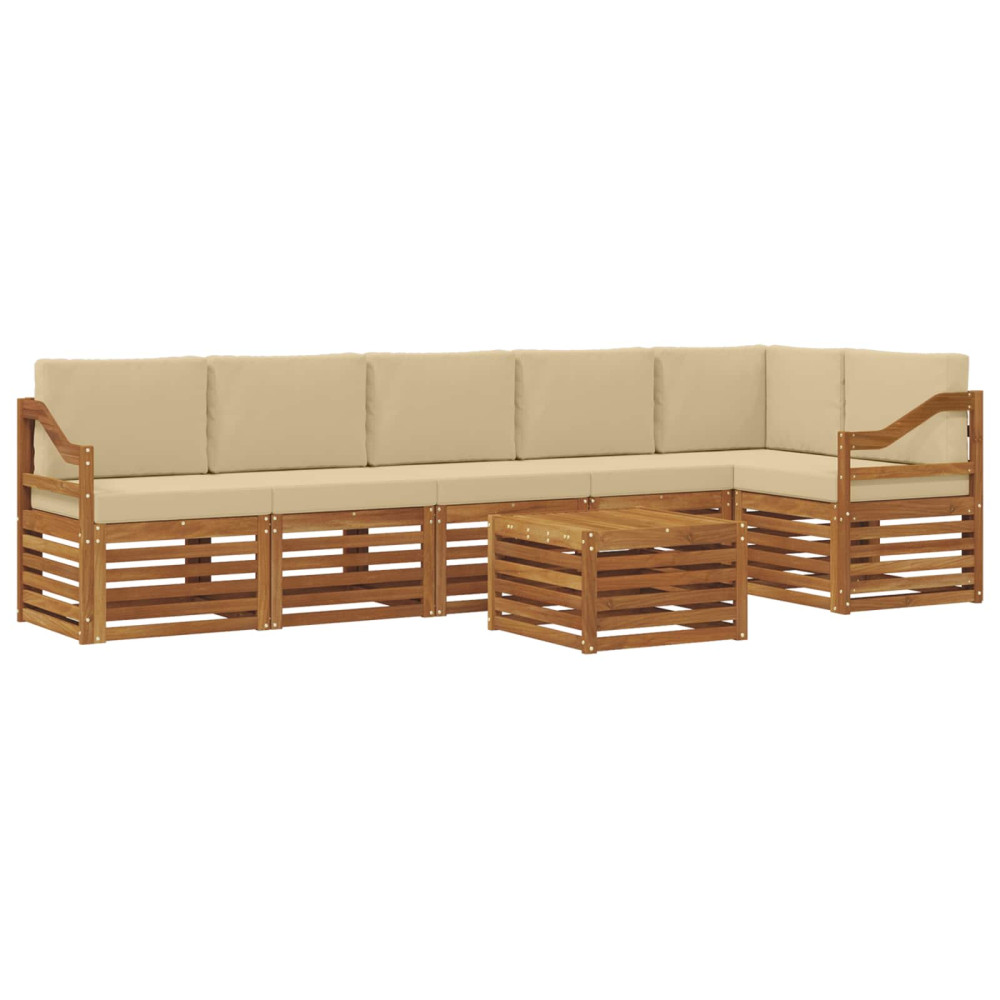 Produktbild för Sektionsoffgrupp 7 pcs Naturlig och Beige Massivt Akaciaträ