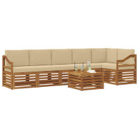 Produktbild för Sektionsoffgrupp 7 pcs Naturlig och Beige Massivt Akaciaträ