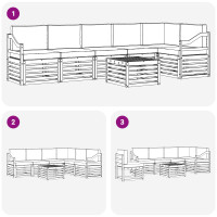 Produktbild för Sektionsoffgrupp 7 pcs Naturlig och Beige Massivt Akaciaträ