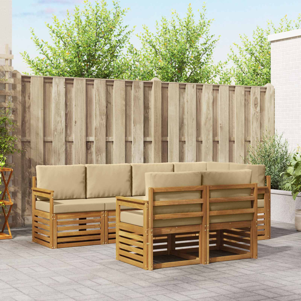 Produktbild för Sektionsoffgrupp med kudde 7 pcs Naturlig och Beige