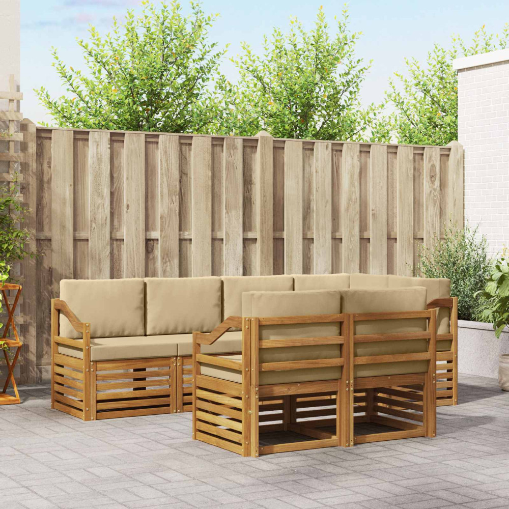 Produktbild för Sektionsoffgrupp med kudde 7 pcs Naturlig och Beige