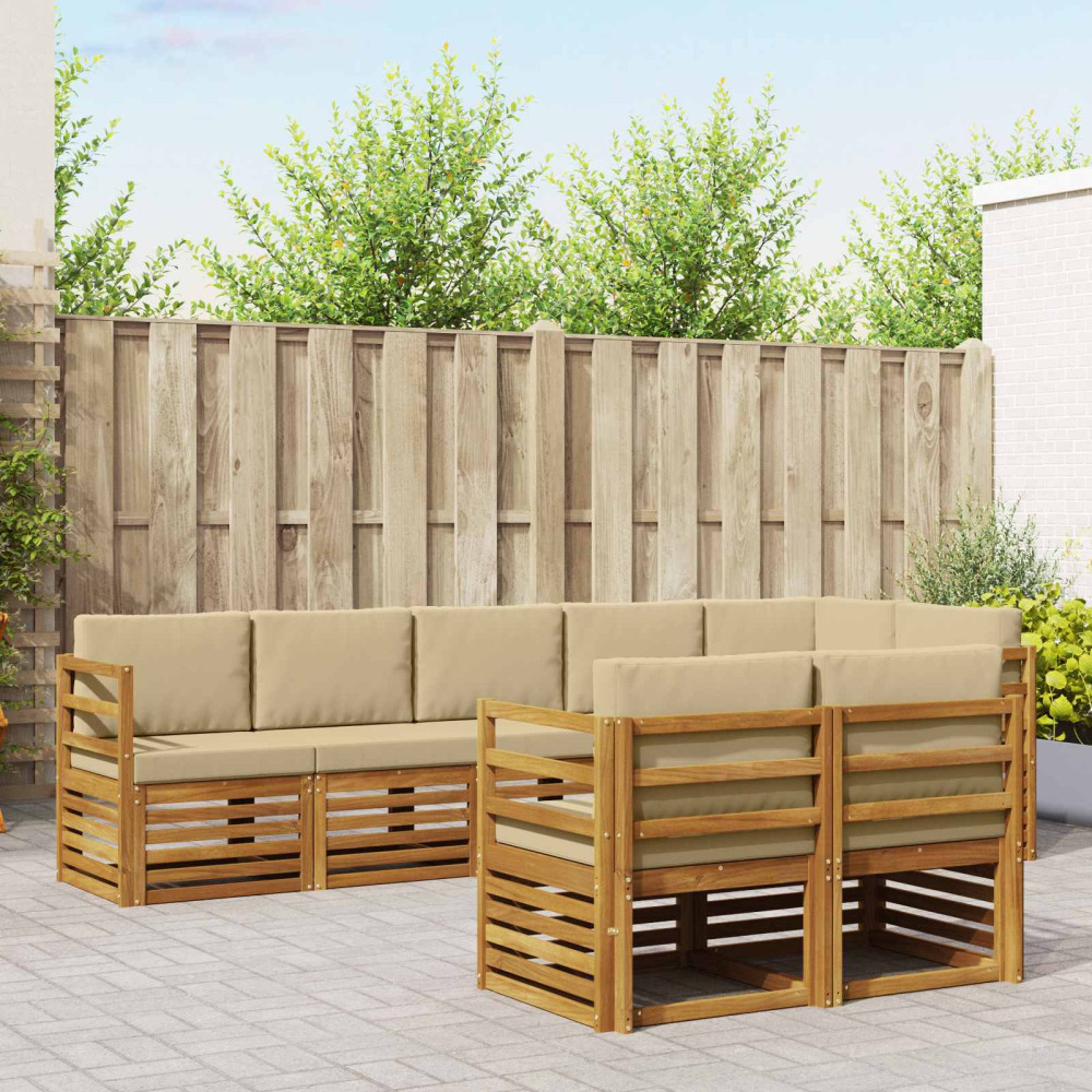 Produktbild för Soffgrupper 8 pcs Naturlig och Beige Massivt Akaciaträ