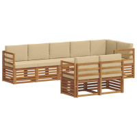 Produktbild för Soffgrupper 8 pcs Naturlig och Beige Massivt Akaciaträ