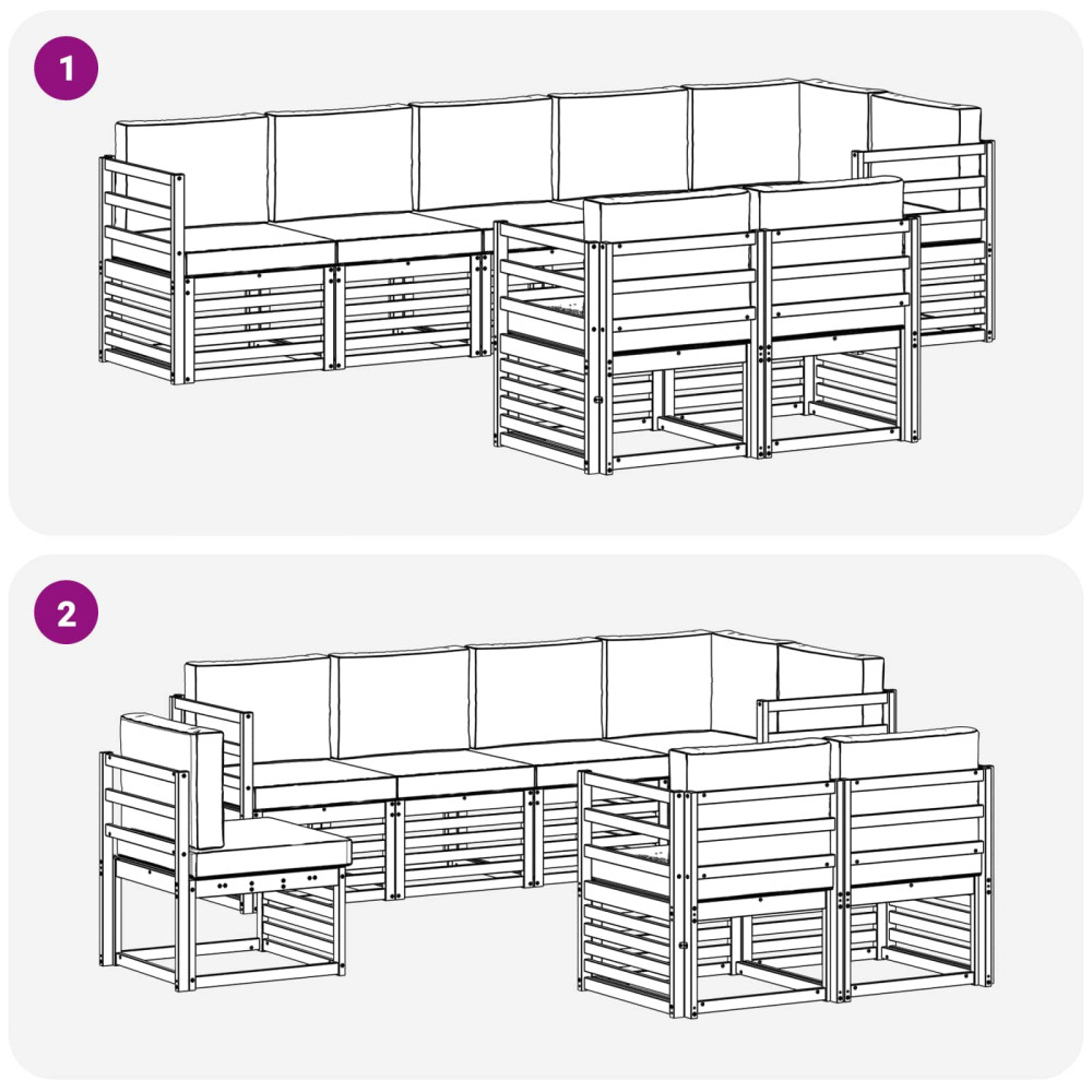 Produktbild för Soffgrupper 8 pcs Naturlig och Beige Massivt Akaciaträ