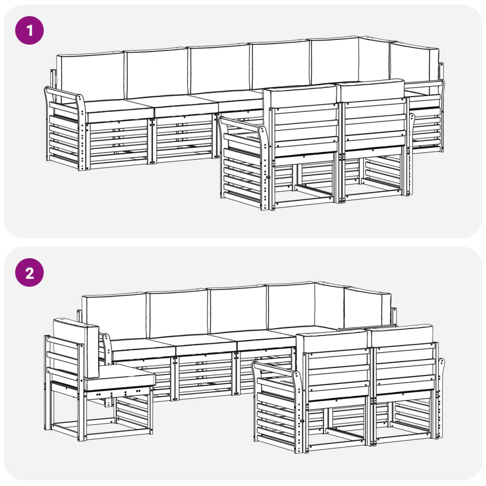 Produktbild för Soffgrupper 8 pcs Naturlig och Antracit Massivt Akaciaträ