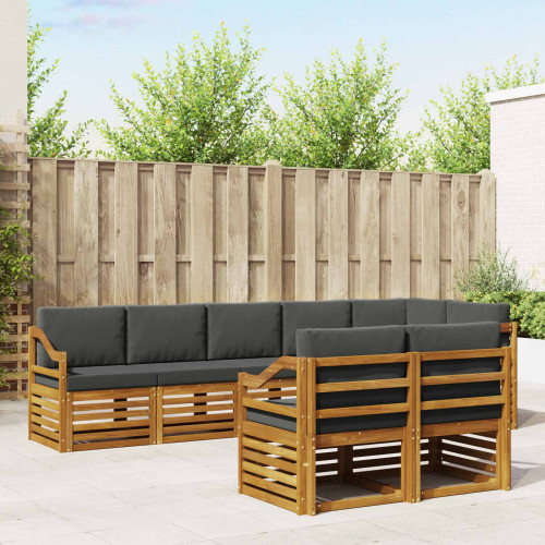 vidaXL Soffgrupper 8 pcs Naturlig och Antracit Massivt Akaciaträ