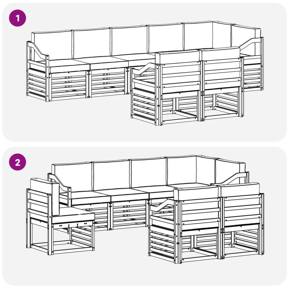 Produktbild för Soffgrupper 8 pcs Naturlig och Antracit Massivt Akaciaträ