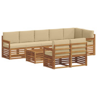 Produktbild för Soffgrupper 9 pcs Naturlig och Beige Massivt Akaciaträ