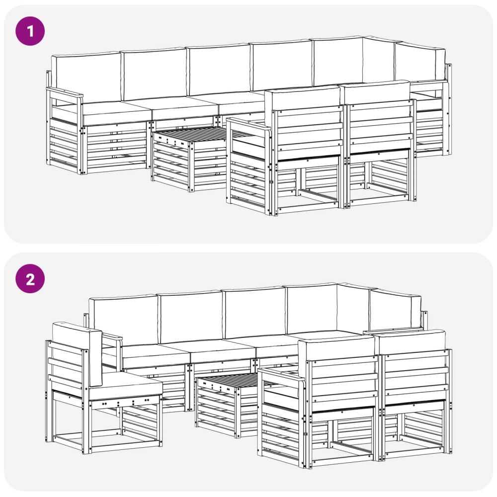 Produktbild för Soffgrupper 9 pcs Naturlig och Beige Massivt Akaciaträ