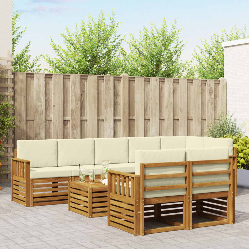 vidaXL Soffgrupper 9 pcs Naturlig och Grädde Massivt Akaciaträ