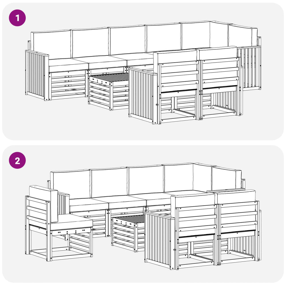 Produktbild för Soffgrupper 9 pcs Naturlig och Beige Massivt Akaciaträ
