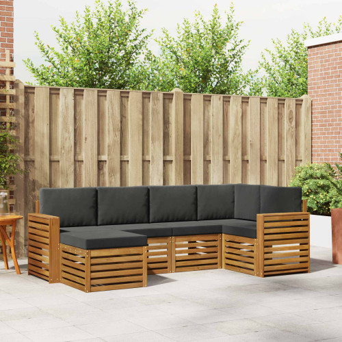 vidaXL Sektionsoffgrupp med kudde 6 pcs Naturlig och Antracit