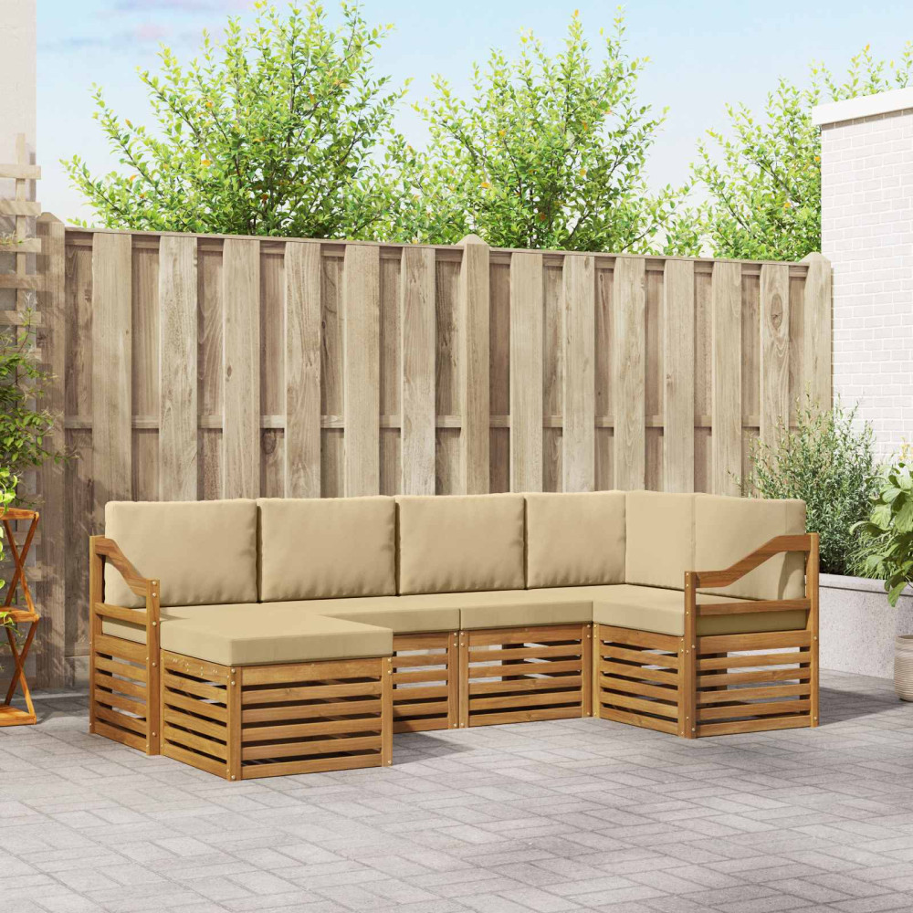 Produktbild för Sektionsoffgrupp med kudde 6 pcs Naturlig och Beige