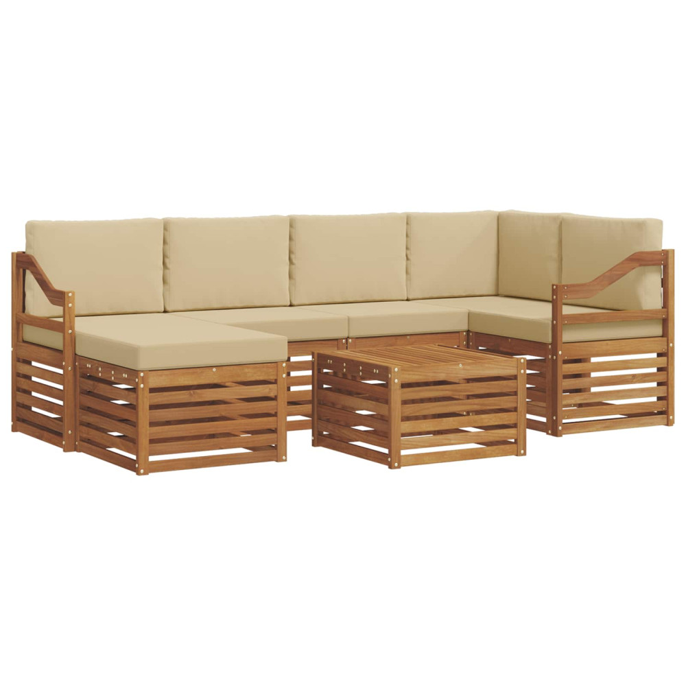 Produktbild för Sektionsoffgrupp 7 pcs Naturlig och Beige Massivt Akaciaträ
